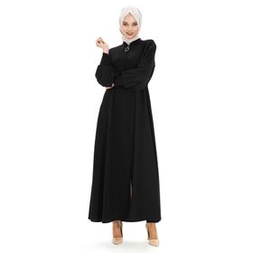 Beyza 3453 Kolları Pilise Detaylı Fermuarlı Siyah Ferace