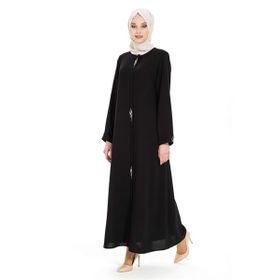 Beyza 3487 Yaprak Detaylı Siyah Ferace