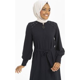 Beyza 3505 Boncuk İşlemeli Lacivert Ferace