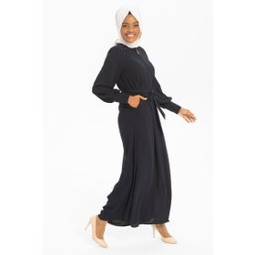 Beyza 3505 Boncuk İşlemeli Lacivert Ferace