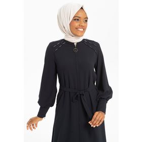 Beyza 3505 Boncuk İşlemeli Lacivert Ferace