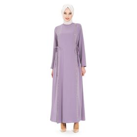 Beyza 5288 Taş Şeritli Lila Tesettür Elbise