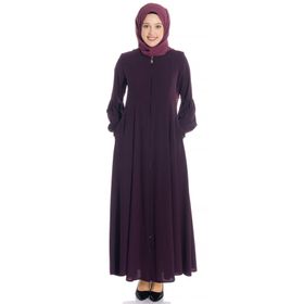 Beyza 668 Fermuarlı Kloş Mürdüm Ferace