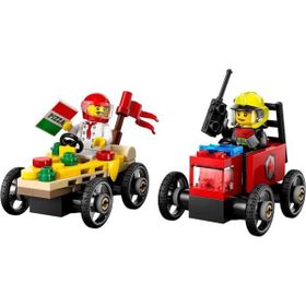 BFS 60458 City Pizza Arabası İtfaiye Kamyonuna Karşı Yarış Arabası Paketi Lego