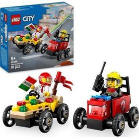 BFS 60458 City Pizza Arabası İtfaiye Kamyonuna Karşı Yarış Arabası Paketi Lego