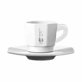 Bialetti Face Porselen Beyaz Gri 4'lü Fincan Seti