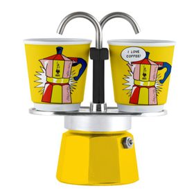 Bialetti Mini Express Mokapot Lictenstein + 2 Espresso Fincanı