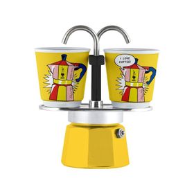 Bialetti Mini Express Mokapot Lictenstein + 2 Espresso Fincanı