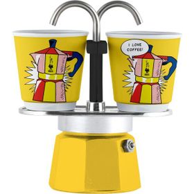 Bialetti Mini Express Mokapot Lictenstein + 2 Espresso Fincanı