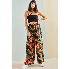Bianco Lucci 10061050 Beli Kuşaklı Bol Paça Viskon Kadın Pantolon