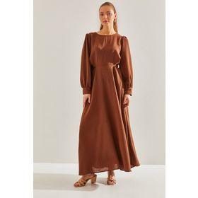 Bianco Lucci 60151022 Modest Kadın Kuşak Bağlamalı Uzun Tesettür Elbise