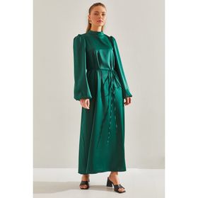 Bianco Lucci 60151023 Modest Kadın Kuşaklı Balon Kol Tesettür Elbise