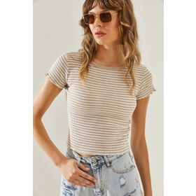Bianco Lucci 60161025 Çizgili Kaşkorse Kadın Bluz