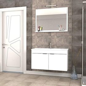 Biani Arya Mat Beyaz 100 CM Banyo Dolabı