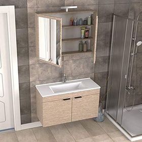 Biani Aybe Bej Fix Loft 100 cm Banyo Dolabı