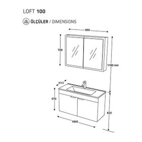 Biani Aybe Kahverengi Fix Loft 100 cm Banyo Dolabı