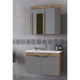 Biani Fethiye 80 cm Violin Matte Grey Banyo Dolabı
