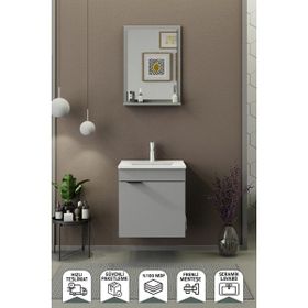 Biani Fix Arya 55 CM Mat Gri Banyo Dolabı
