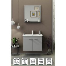 Biani Fix Arya 75 CM Mat Gri Banyo Dolabı
