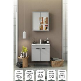Biani Fix Loft 65 cm Mat Gri Banyo Dolabı