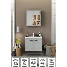 Biani Fix Loft 85 CM Mat Gri Banyo Dolabı