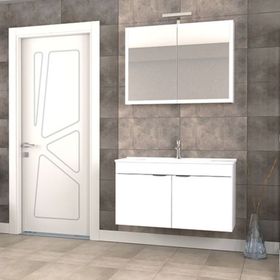 Biani Mat Beyaz Fix Loft 100 cm Banyo Dolabı