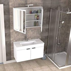 Biani Mat Beyaz Fix Loft 100 cm Banyo Dolabı
