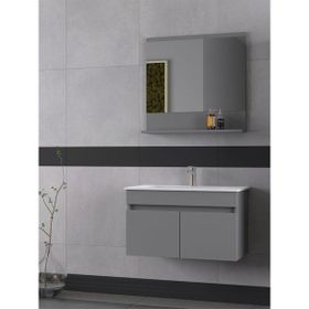 Biani Tome 80 cm Mat Gri Banyo Dolabı