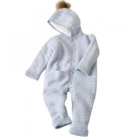 Bibaby 60600 Mavi Cepli Welsoftlu Triko Bebek Tulumu