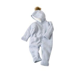 Bibaby 60600 Mavi Cepli Welsoftlu Triko Bebek Tulumu
