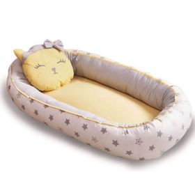 Bibaby Nest Lüx Cute Cat Sarı Anne & Baba Yanı Yatağı