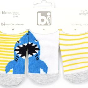 Bibaby Shark 3'lü Bebek Çorabı