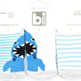 Bibaby Shark 3'lü Bebek Çorabı