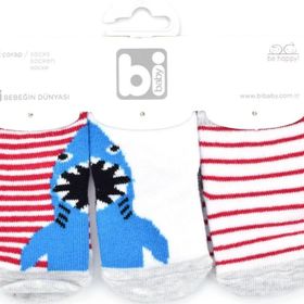 Bibaby Shark 3'lü Bebek Çorabı