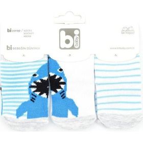 Bibaby Shark 3'lü Bebek Çorabı