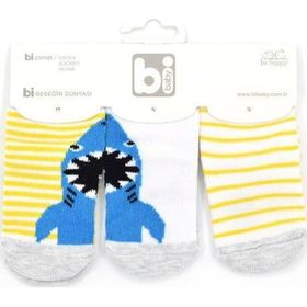 Bibaby Shark 3'lü Bebek Çorabı