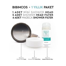 Bibimcos 1 Yıllık Mini Duş Başlığı+5 Yedek Filtre+6 Madeca Duş Filtresi