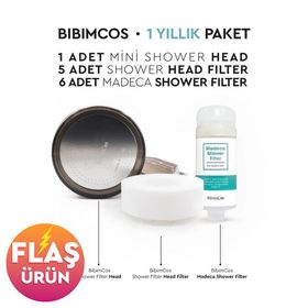Bibimcos 1 Yıllık Mini Duş Başlığı+5 Yedek Filtre+6 Madeca Duş Filtresi