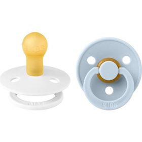 Bibs Colour İkili Kauçuk White Baby Blue 0-6 Ay Emzik