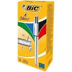Bic 919380 Shine 4 Colours Gümüş Gövde 12 Adet Tükenmez Kalem