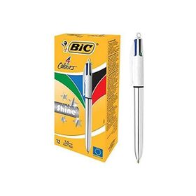 Bic 919380 Shine 4 Colours Gümüş Gövde 12 Adet Tükenmez Kalem