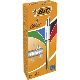 Bic 964774 Shine 4 Colours Altın Gövde 12 Adet Tükenmez Kalem