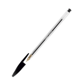 Bic Cristal Medium 1.0 mm Uç Şeffaf Gövde Siyah Tükenmez Kalem