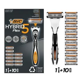 Bic Flex 5 Hybrid Tıraş Bıçağı Seti 1 Gövde + 10 Yedek Başlık 5 Bıçaklı Erkek Tıraş Bıçağı