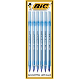 Bic Round Stick 1.0 mm Mavi 6 Adet Tükenmez Kalem