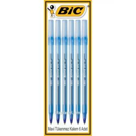 Bic Round Stick 1.0 mm Mavi 6 Adet Tükenmez Kalem