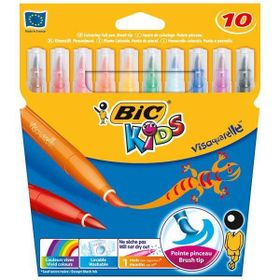 Bic Visa Fırça Uçlu Keçeli 10'lu Boya Kalemi