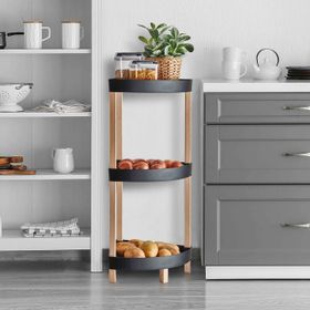 Bienwood BİE-7208 Ahşap Köşe 3 Katlı Plastik Raf