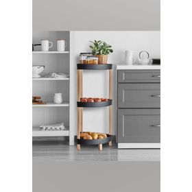Bienwood BİE-7208 Ahşap Köşe 3 Katlı Plastik Raf