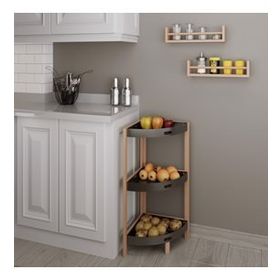 Bienwood BİE-7208 Ahşap Köşe 3 Katlı Plastik Raf